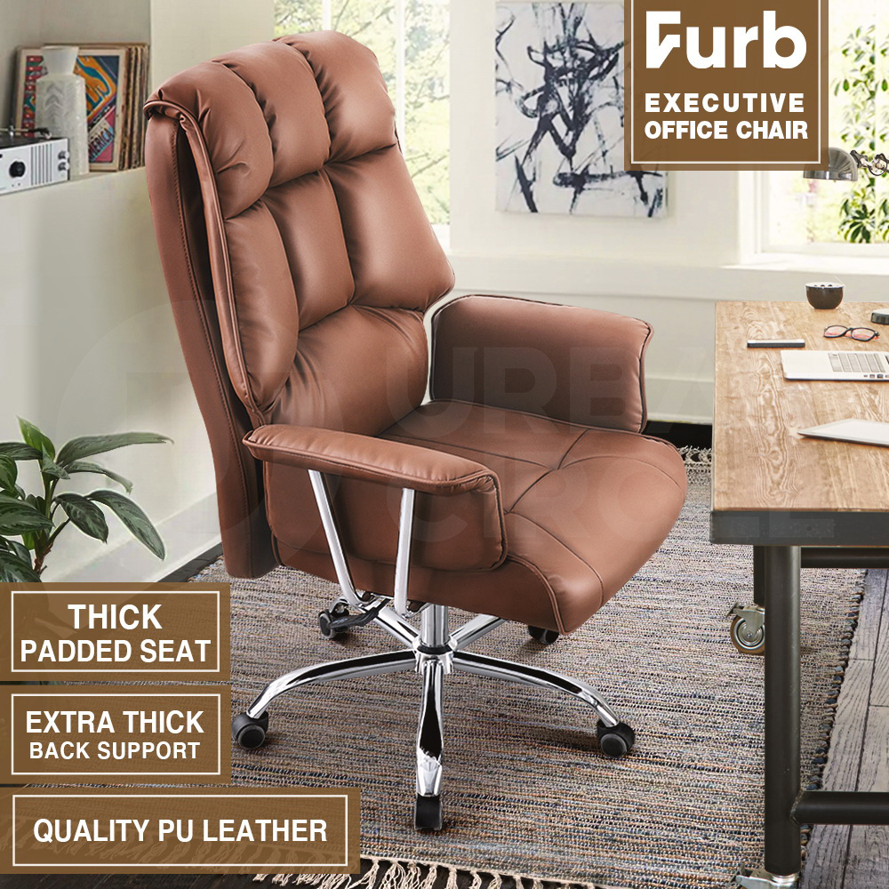 Furb Executive Office Chair PU Leather High Back Thick Padded Back