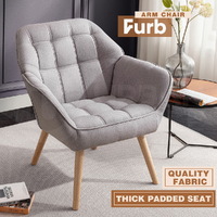 Furb Armchair Lounge Chair Upholstered Accent Chairs Recliner Thick Pad Grey