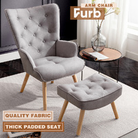 Furb Armchair Lounge Chair Upholstered Accent Chairs With Ottoman Grey