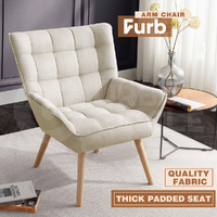 Furb Armchair Lounge Chair Upholstered Accent Chairs Sofa Couch Fabric Beige