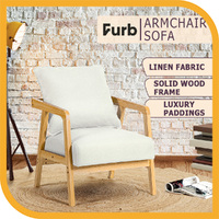 Furb Armchair Lounge Chair Fabric Sofa Chair Accent Chair Beige