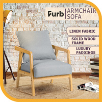 Furb Armchair Lounge Chair Fabric Sofa Chair Accent Chair Grey