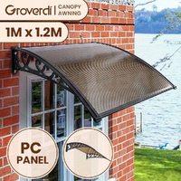 Groverdi Window Door Awning Outdoor Canopy Patio Rain Shield Cover DIY 1Mx1.2M