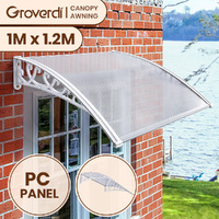 Groverdi Window Door Awning Outdoor Canopy Patio Rain Shield Cover DIY 1Mx1.2M