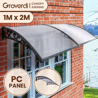 Groverdi Window Door Awning Outdoor Canopy Patio Rain Shield Cover DIY 1Mx2M