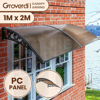 Groverdi Window Door Awning Outdoor Canopy Patio Rain Shield Cover DIY 1Mx2M