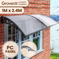 Groverdi Window Door Awning Outdoor Canopy Patio Rain Shield Cover DIY 1Mx2.4M