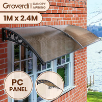 Groverdi Window Door Awning Outdoor Canopy Patio Rain Shield Cover DIY 1Mx2.4M