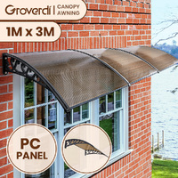 Groverdi Window Door Awning Outdoor Canopy Patio Rain Shield Cover DIY 1Mx3M