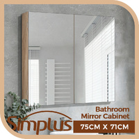 Simplus Bathroom Mirror Cabinet Vanity Cupboard Wall Mounted with Storage 750MM