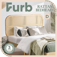 Furb Double Bed Headboard Bohemian Rattan Bed Frame Head Base Bedroom Furniture