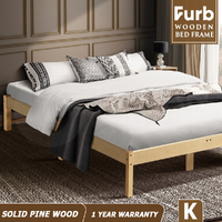 Furb Bed Frame Wooden Solid Pine Wood Bed Base Mattress Timber King Oak