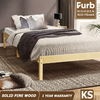 Furb Bed Frame Wooden Solid Pine Wood Bed Base Mattress Timber King Single