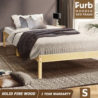 Furb Bed Frame Wooden Solid Pine Wood Bed Base Mattress Timber Single Oak