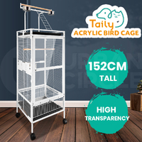 Taily Bird Cage Acrylic Large Aviary 152CM Parrot Cages Stand-Alone Budgie White