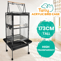 Taily Large Bird Cage 173CM Acrylic Cages Parrot Aviary Stand-Alone Budgie Black