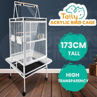 Taily Large Bird Cage 173CM Acrylic Cages Parrot Aviary Stand-Alone Budgie White