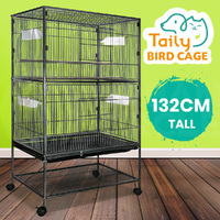 Taily 132cm Bird Cage Large Cages Stand-Alone Aviary Budgie Perch Castor Wheels