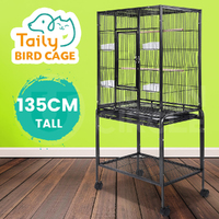 Taily 135cm Bird Cage Large Parrot Aviary With Stand Budgie Cages Castor Wheels