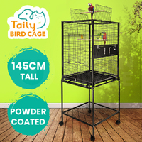 Taily 145cm Large Bird Cage Stand-Alone Aviary Budgie Cages Perch Castor Wheels