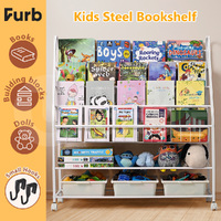 Furb Bookshelf for Kids Children Bookcase Steel Frame Toy Organizer Storage