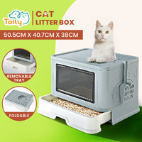 Taily Foldable Cat Litter Box Enclosed Kitty Toilet Hooded Tray Set Large Green