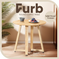 Furb Coffee Table Wooden Round End Table Side Table for Home Living Room 50CM