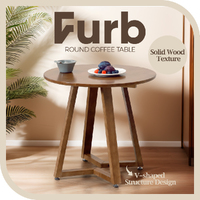 Furb 60CM Coffee Table Wooden Round End Table Side Table w/ Adjustable Foot Pads