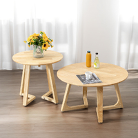 Furb Set of 2 Round Coffee Table Wooden End Table Side Table for Living Room