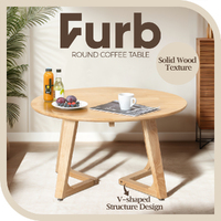 Furb Coffee Table Wooden Round End Table Side Table for Home Living Room 80CM