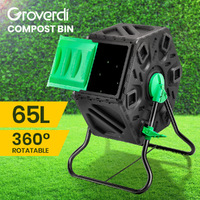 Groverdi Compost Bin 65L Compost Tumbler Chamber Composter 360¡ã Rotating Recycle