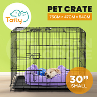 Taily Pet Crate Collapsible Metal Frame Kennel Dog Rabbit Cat Cage Playpen 30"