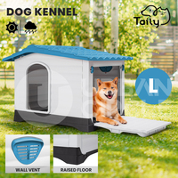 Taily Dog Kennel Outdoor Plastic Puppy Cabin Pet House Large Weatherproof L Blue