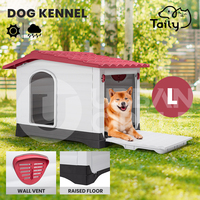 Taily Dog Kennel Outdoor Plastic Pup Pet House Large Weatherproof L Red Outside