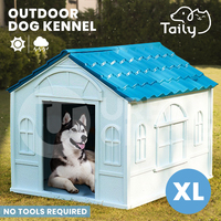 Taily Dog Kennel Outdoor PP Plastic Puppy House Extra Large Weatherproof XL Blue