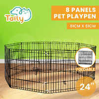 Taily 24" Dog Playpen 8 Panel Pet Cage Puppy Enclosure Fence Exercise Foldable