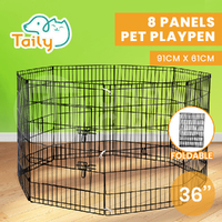 Taily 36" Dog Playpen 8 Panel Pet Cage Puppy Enclosure Fence Exercise Foldable