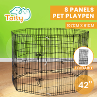 Taily 42" Dog Playpen 8 Panel Pet Cage Puppy Enclosure Fence Exercise Foldable