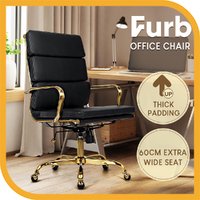 Furb Executive Office Chair Extra Wide Seat Ergonomic High-Back PU Leather Black