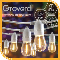 Groverdi 60M Festoon String Light Outdoor Party Wedding Christmas Waterproof