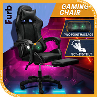 Furb Gaming Chair Two Point Massage Lumbar Recliner Leather Office Chair Black