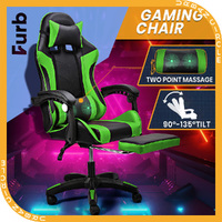 Furb Gaming Chair Two Point Massage Lumbar Recliner Leather Office Chair Green