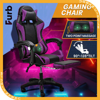 Furb Gaming Chair Two Point Massage Lumbar Recliner Leather Office Chair Purple