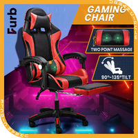 Furb Gaming Chair Two Point Massage Lumbar Recliner Leather Office Chair Red