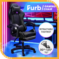 Furb Gaming Chair Racing Recliner Leather Office Chair Footrest Lumbar Black