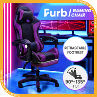 Furb Gaming Chair Racing Recliner Leather Office Chair Footrest Lumbar Purple