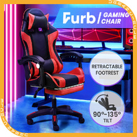 Furb Gaming Chair Racing Recliner Leather Office Chair Footrest Lumbar Red