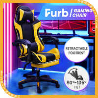 Furb Gaming Chair Racing Recliner Leather Office Chair Footrest Lumbar Yellow