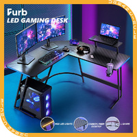 Furb Corner Gaming Desk L Shaped LED Computer Desk Workstation With Stand