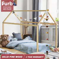 Furb Bed Frame Kids Wooden Solid Pine Wood Bed Base Mattress Timber Single Oak